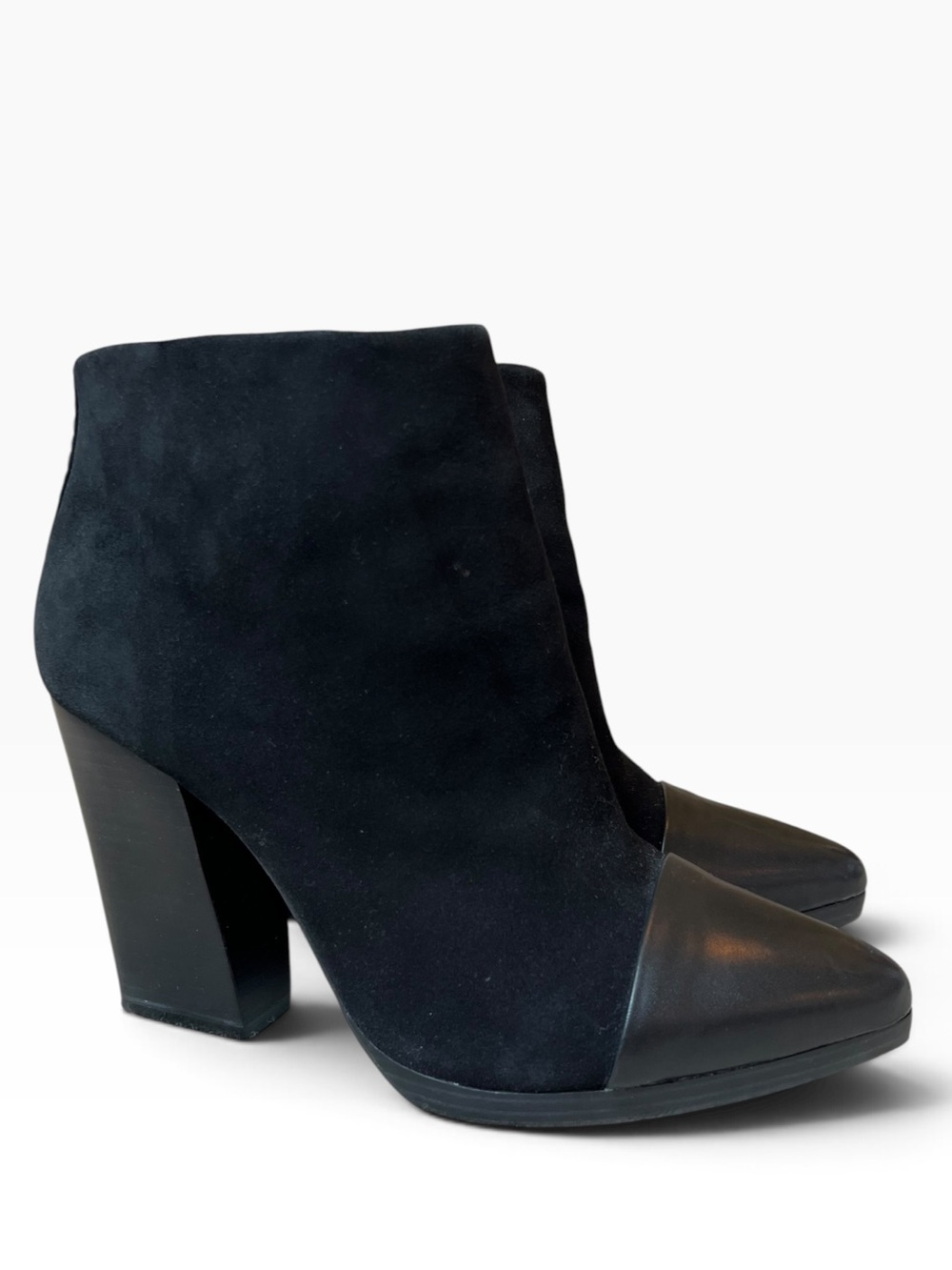 Tory Burch Rivington 100 Black Suede Cap-Toe Ankle Boots